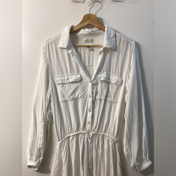 L*Space Amelia White Button-Down Swimsuit Cover-Up Dress Shirt Size S - Picture 7 of 15